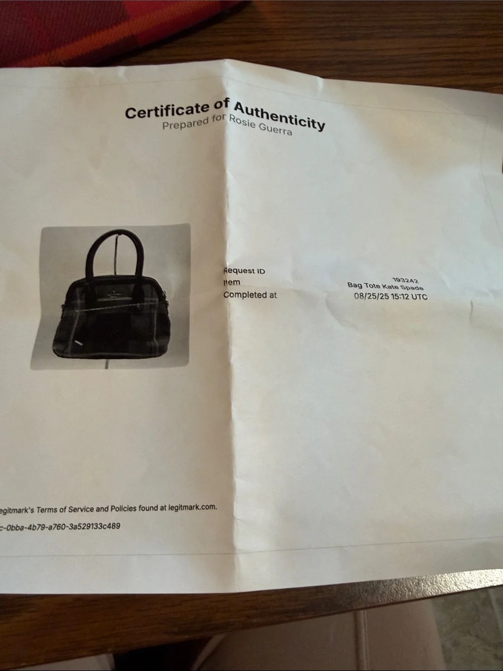 kate spade Red Plaid Top-Handle Satchel with COA